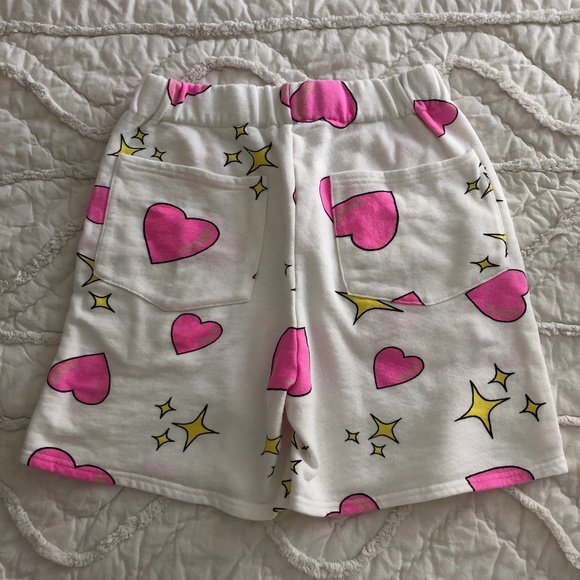 NWOT Emoji Sparkle Heart Sweat Shorts - Picture 2 of 3